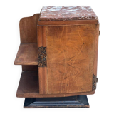 Art Deco bedside table in solid wood and marble, 1950s
