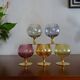 5 vintage coloured cognac glasses