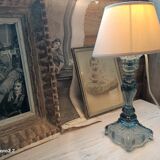 Paire de lampes en verre bleuté