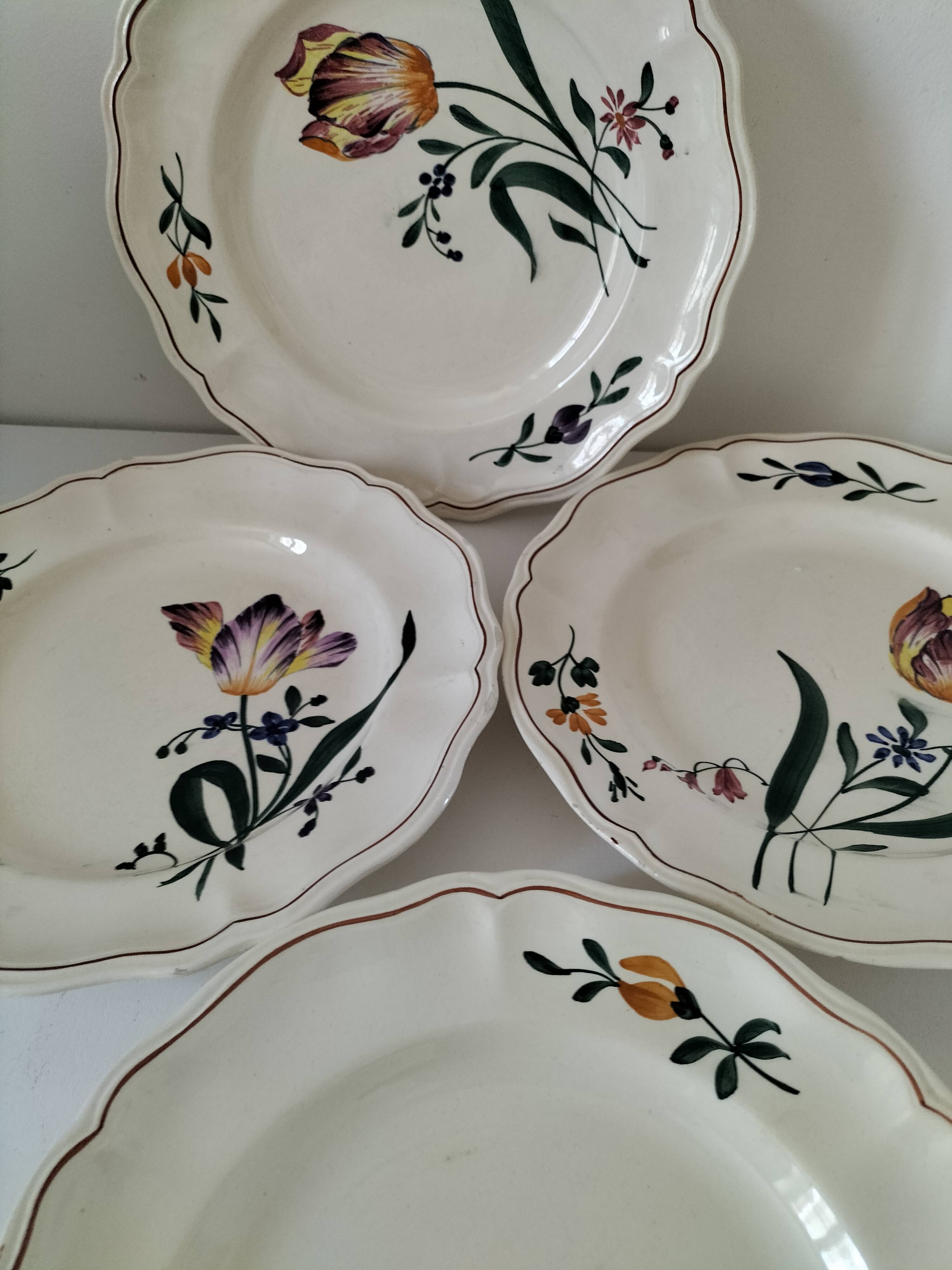 Antique Longchamp plates – “Tulips” model – 1950s-1960s