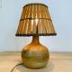 Lampe boule grès abat jour bois