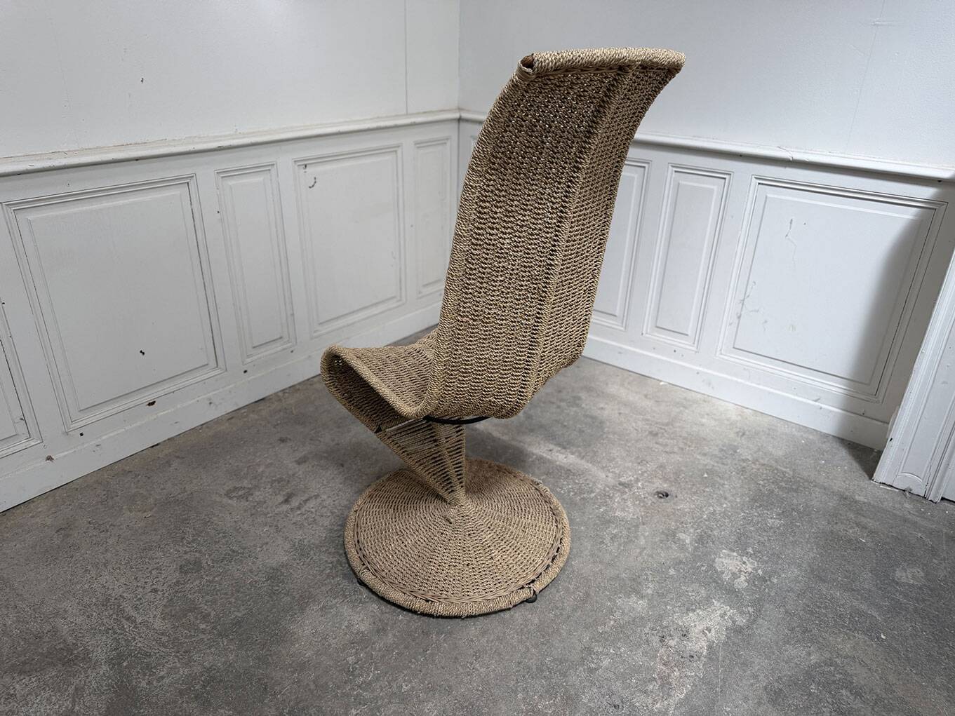 Fauteuil rotin et corde vintage