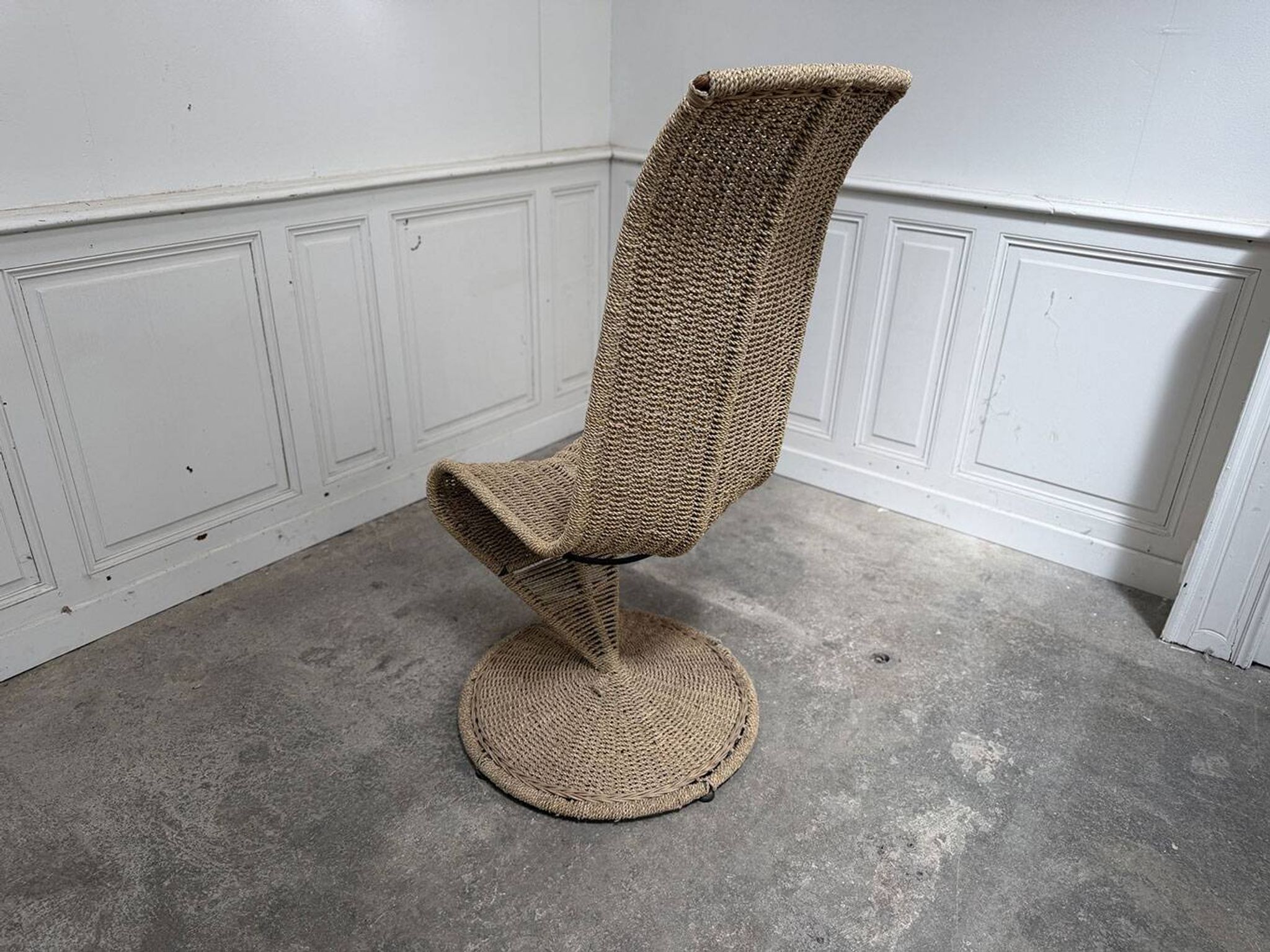 Fauteuil rotin et corde vintage
