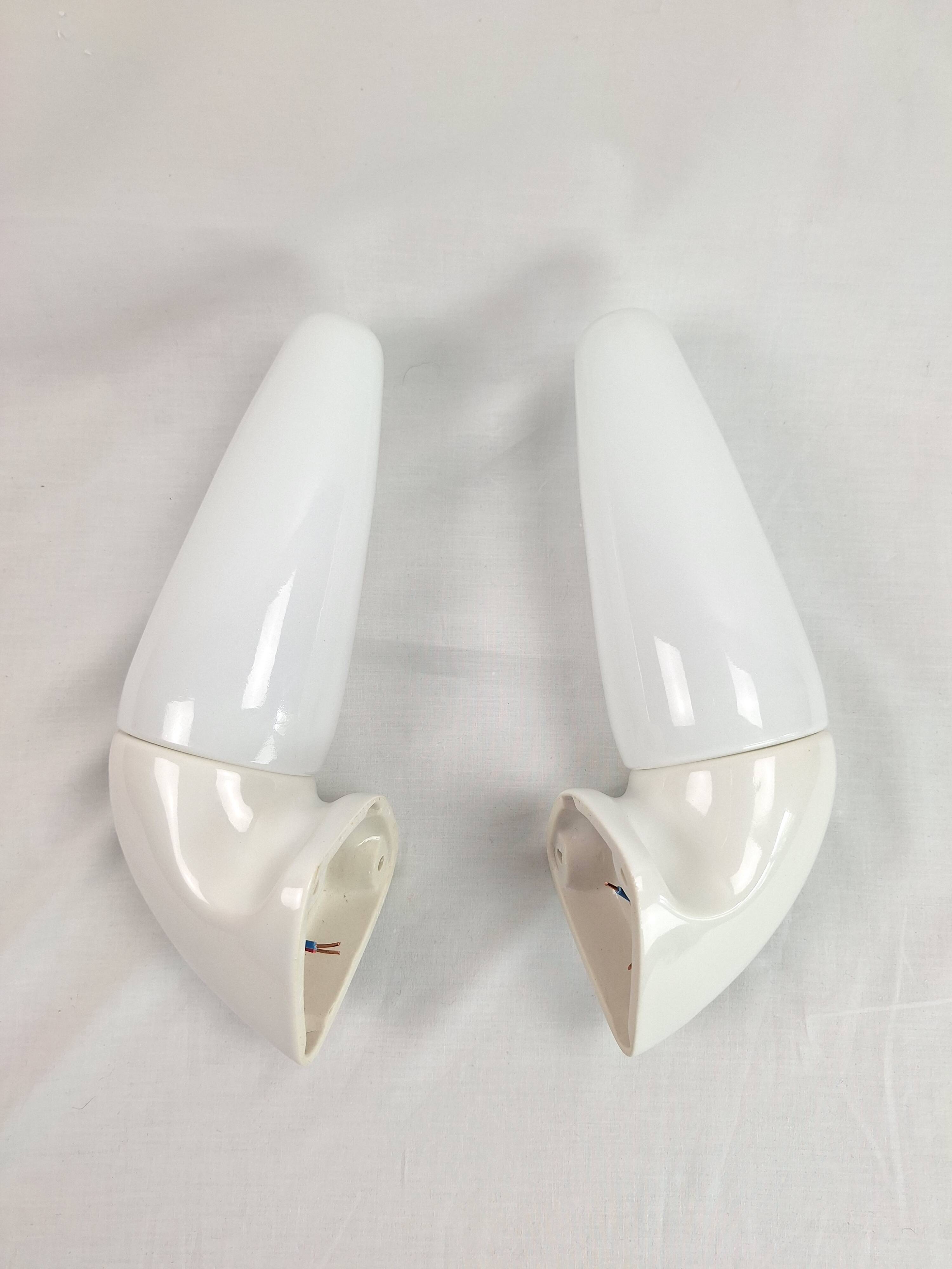 Pair of Art Deco ceramic wall lights by S.Bernadotte