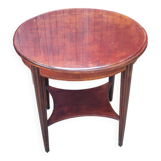 Old mahogany veneer pedestal table from the early 20th century fischel