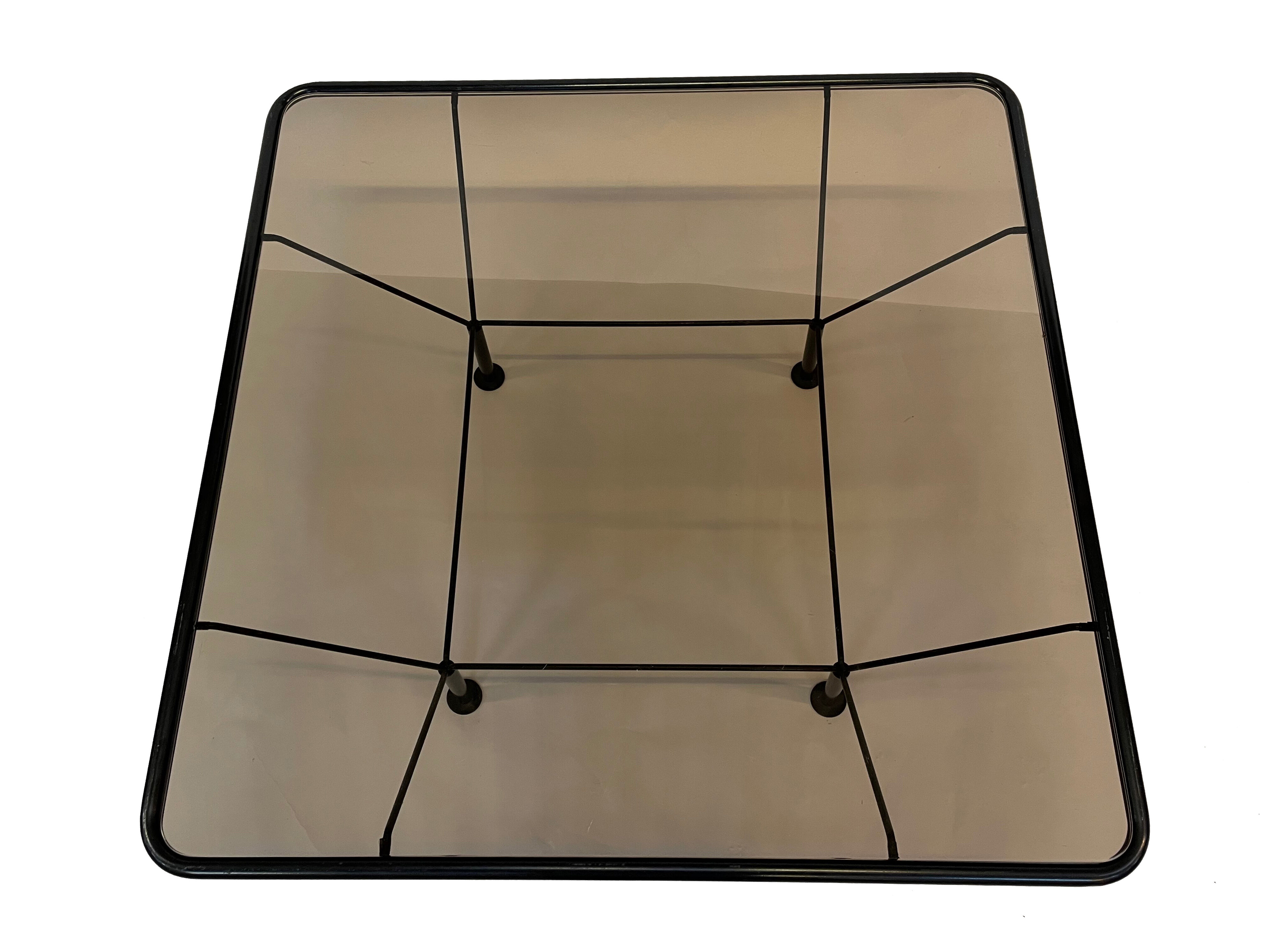 80s metal coffee table and minimalist design glass