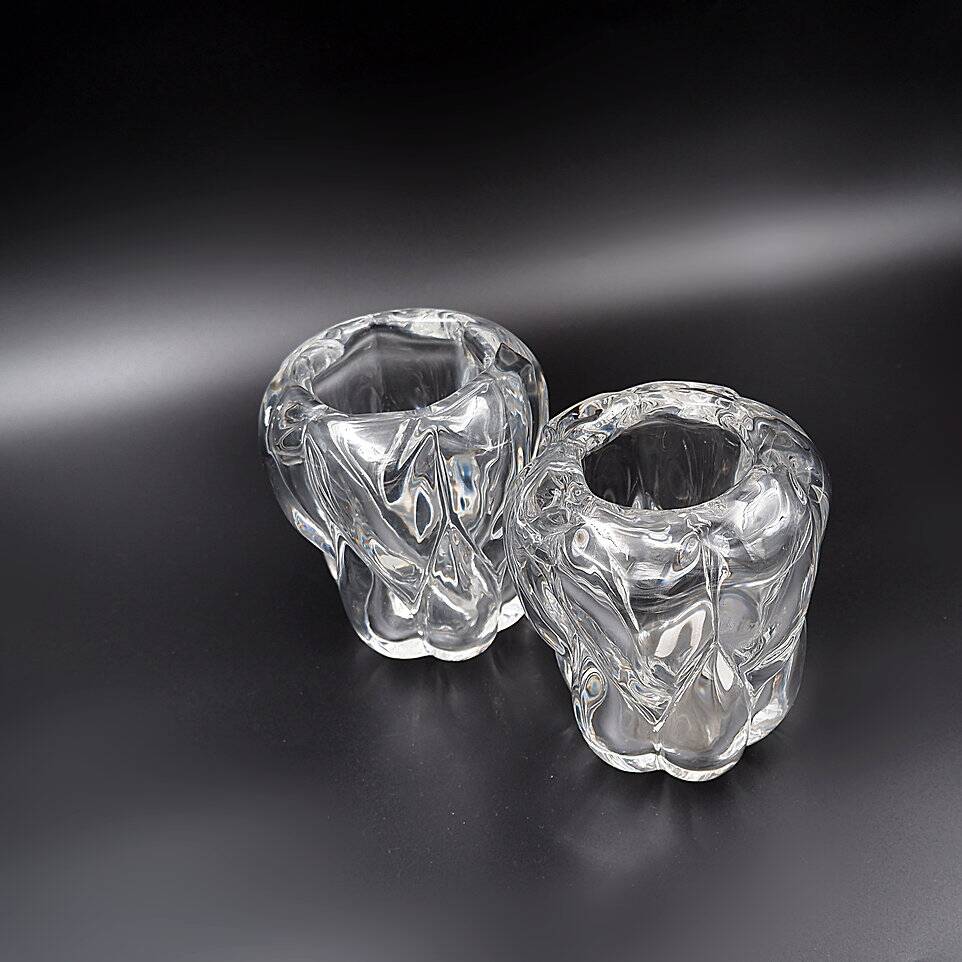 Pair of clear crystal vases by Antonio & Guido Bon for Val St Lambert - 1960s