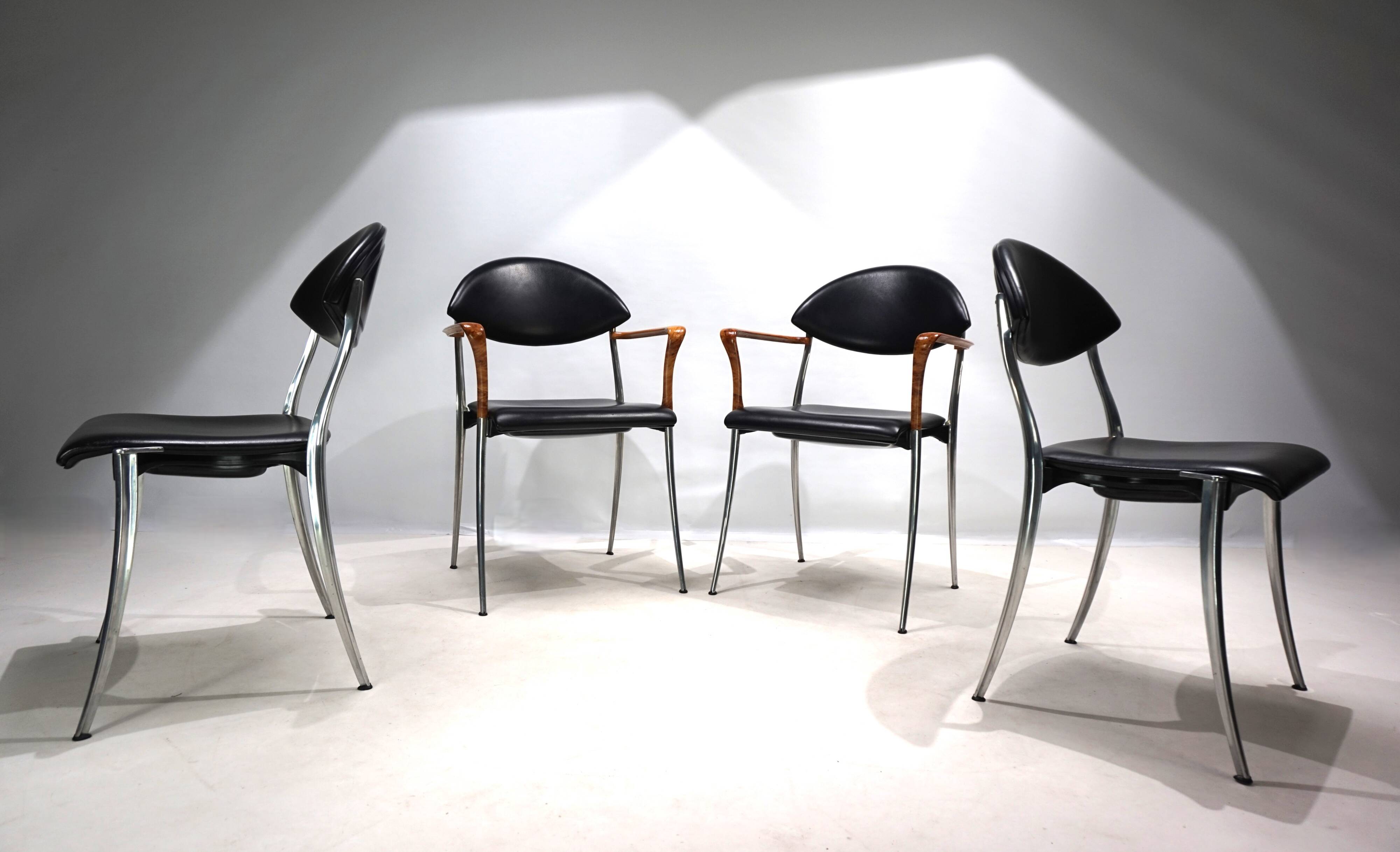 Set of four Coro dining chairs by Luigi Origlia, 1980