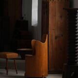 Modern Scandinavian style, Stump chair / "Kubstol" in pine, mid-20th century, 1950s.