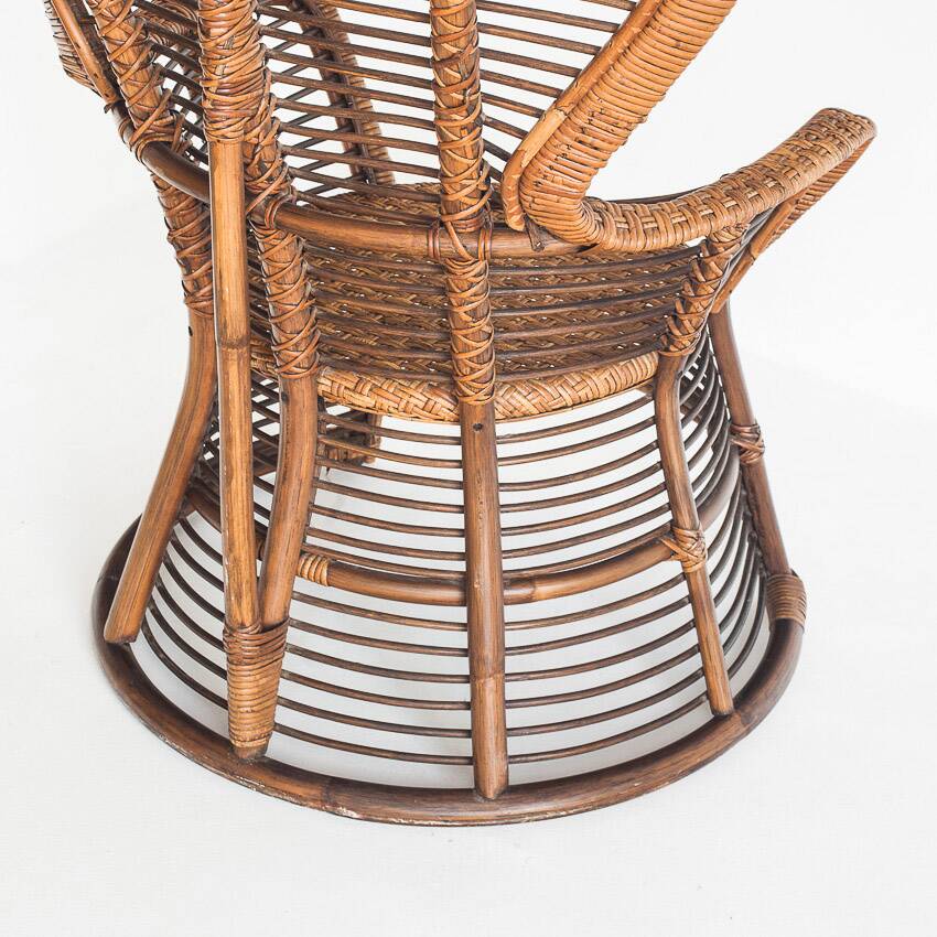 Vintage high armchair in cane/rattan. France, 1960s