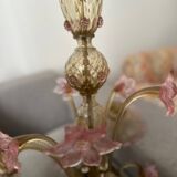 Lustre en verre de Murano fleurs vénitien, circa 1950/1970 rose jaune