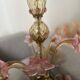 Murano glass chandelier Venetian flowers, circa 1950/1970 pink yellow