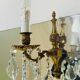 St Louis XV wall lights in gilded bronze with pendants from the mid-20th century.