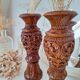 Candlestick / Vase in carved exotic wood