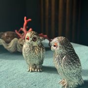 Vintage silver-plated owl-shaped salt and pepper shakers