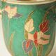 Champagne Bucket / Vintage Ice Bucket in Enamelled Brass with Flower Design