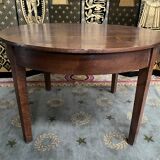 Round walnut farmhouse table with belt
