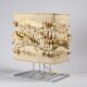 Woven textile and chrome metal table lamp by Max Sauze, circa 1970.