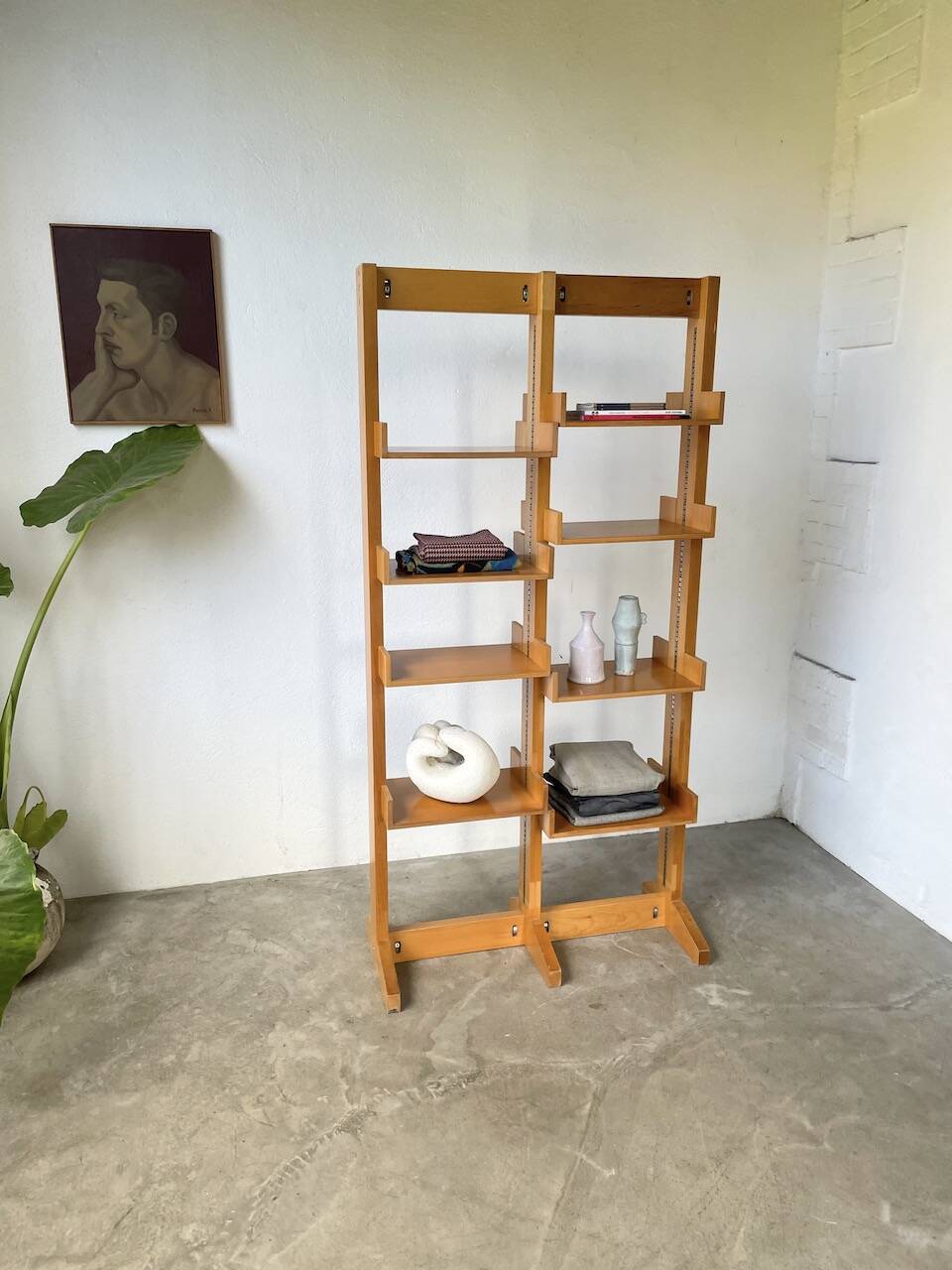 Bookcase on solid beech legs from the 80s