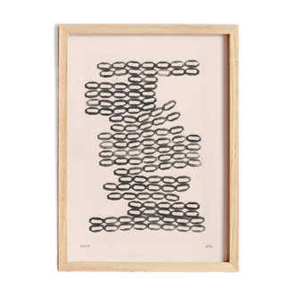 illustration on paper - abstract painting B110 signed Eawy