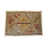 Wall hanging decoration in fabrics, embroidery and pearls