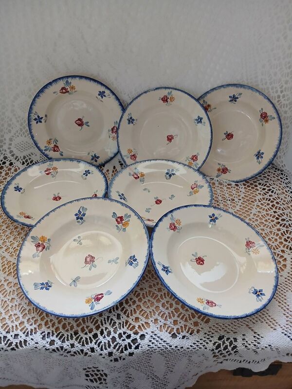 7 assiettes creuses Digoin et Sarreguemines