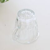 Pretty cast glass creamer, small milk jars, vintage, France, 1950