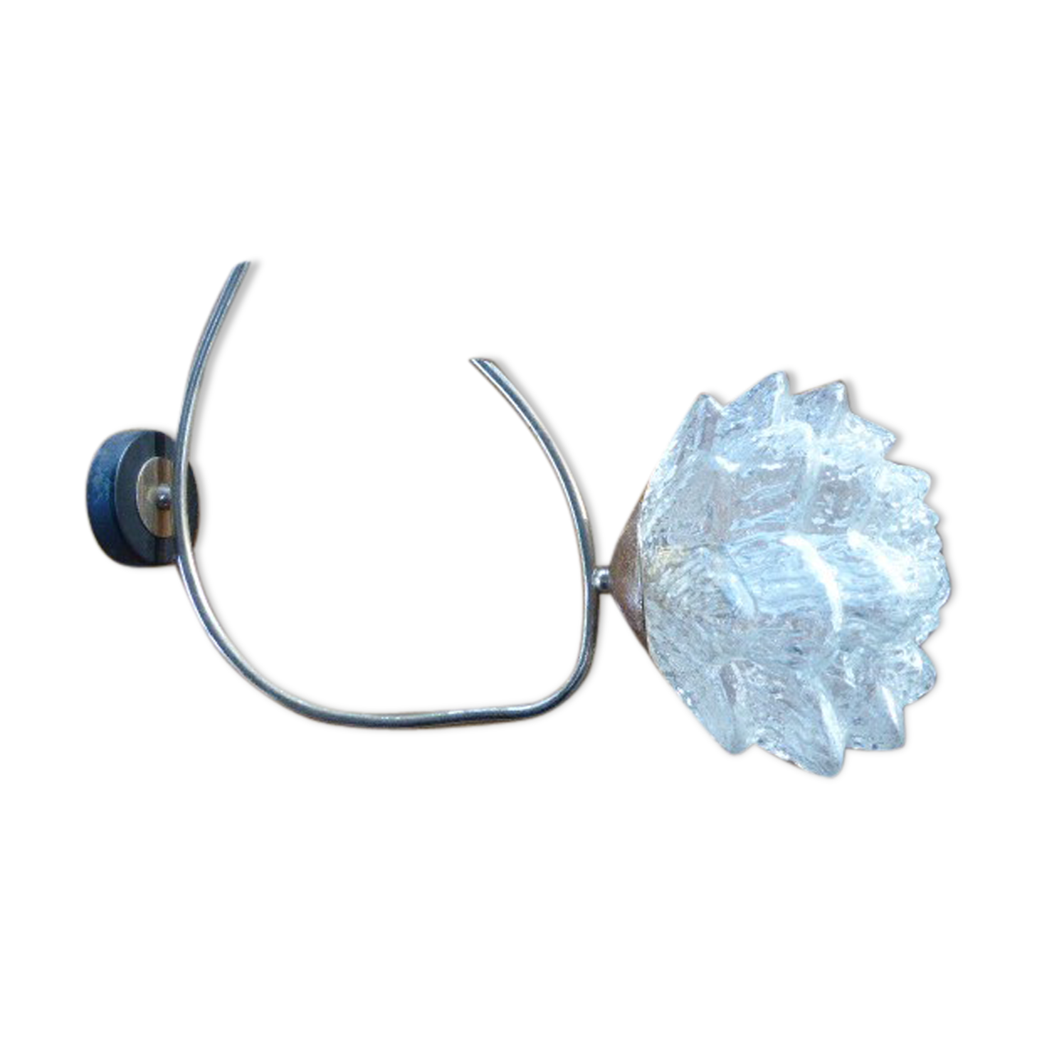 Brass wall sconce with globe in the shape of vintage 1960s flowers