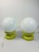 Lot of 2 Oval Table Lamps Wood Space Age Vintage 70s Italy