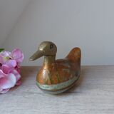 Ancienne Boite en Forme de Canard en Laiton Artisanale Fabriquée en Inde