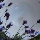 Blue salad bowl with Digoin Art Deco flowers