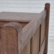 1960s, Danish bench, dark solid oak wood, plywood.