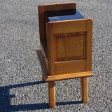 Vintage oak bedside table with splayed legs