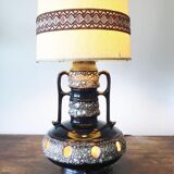 Floor lamp 70s in ceramic and wool