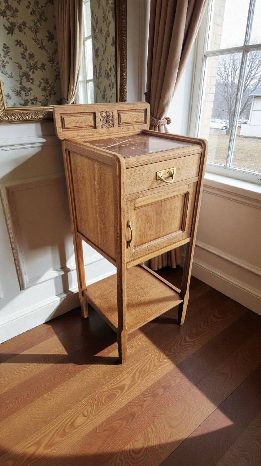 Art Deco style bedside table in solid oak, 1930s