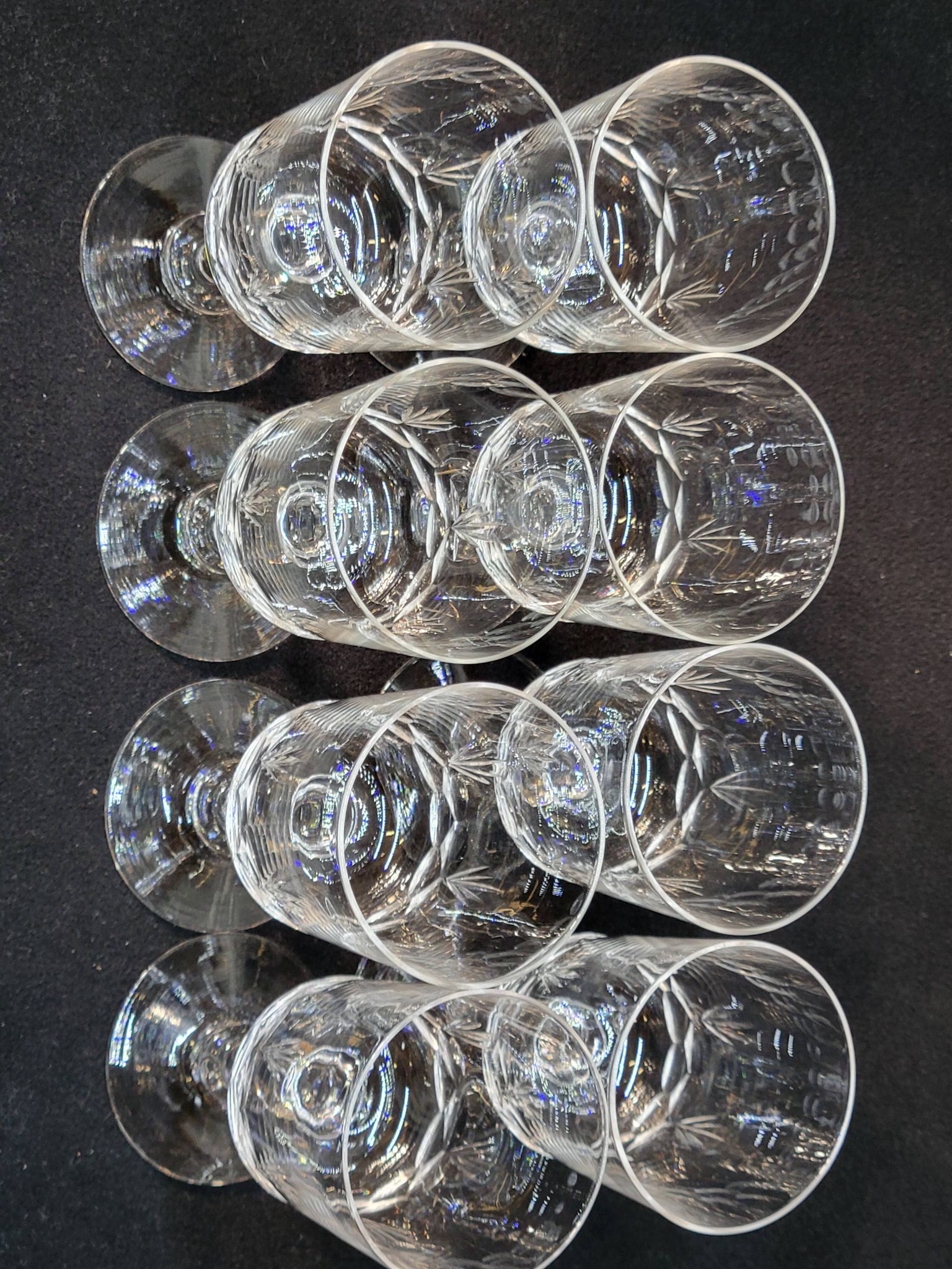 8 antique baccarat crystal wine glasses cut engraved 10742