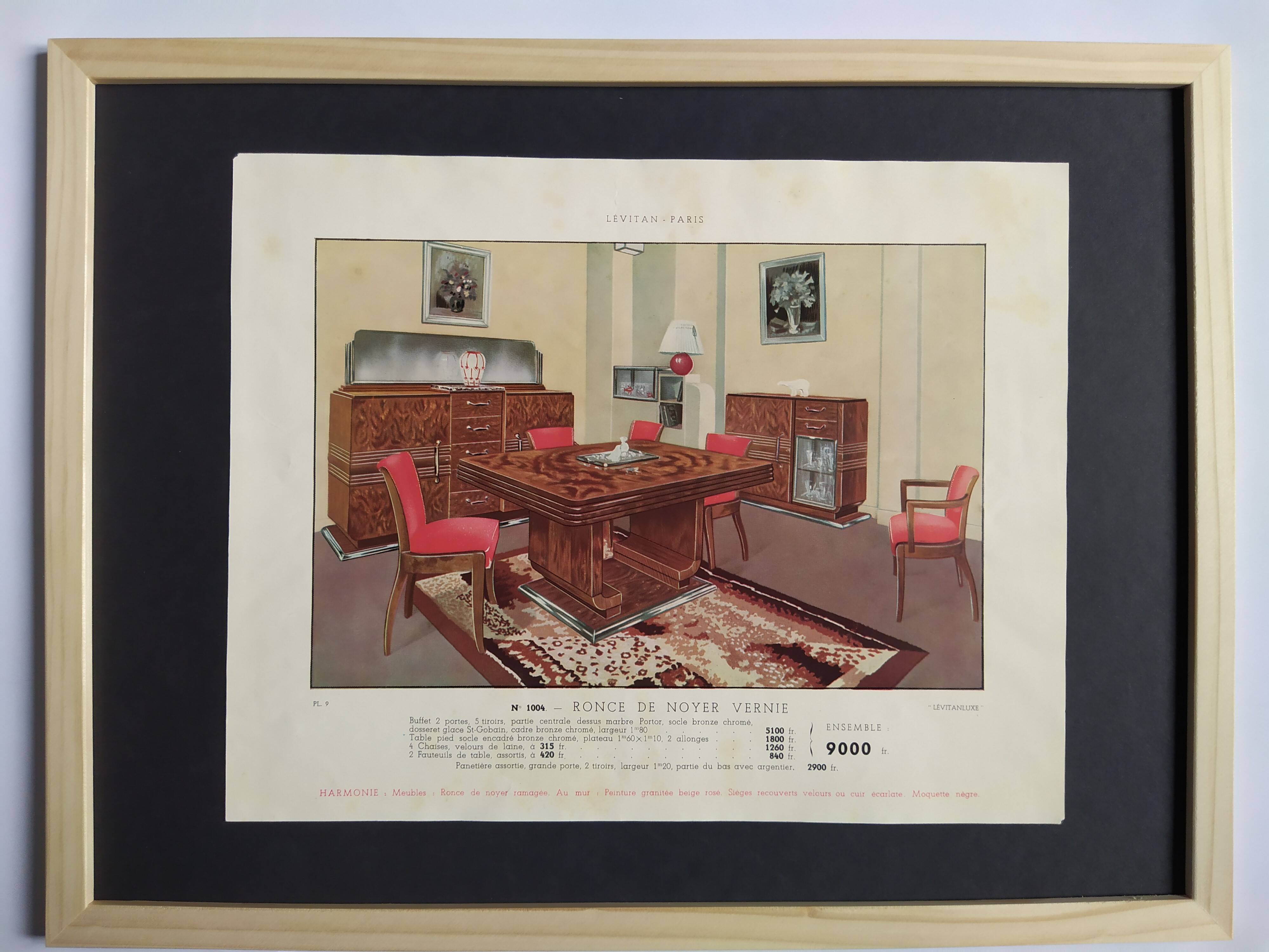 Planche publicitaire de mobilier 1940's "Salle à Manger"
