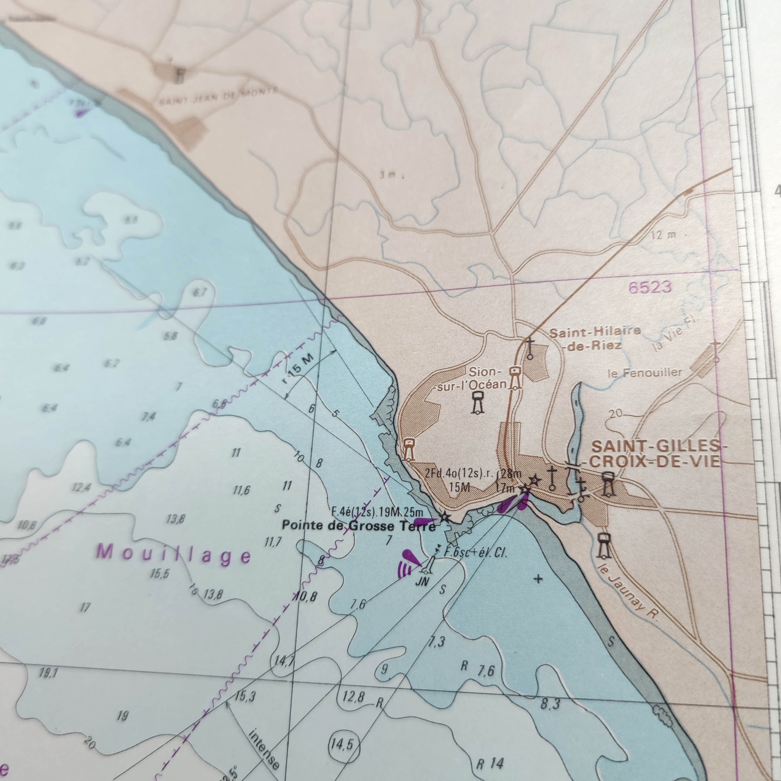 Map of the West Coast of France from Belle Ile to Noirmoutier Island 1981