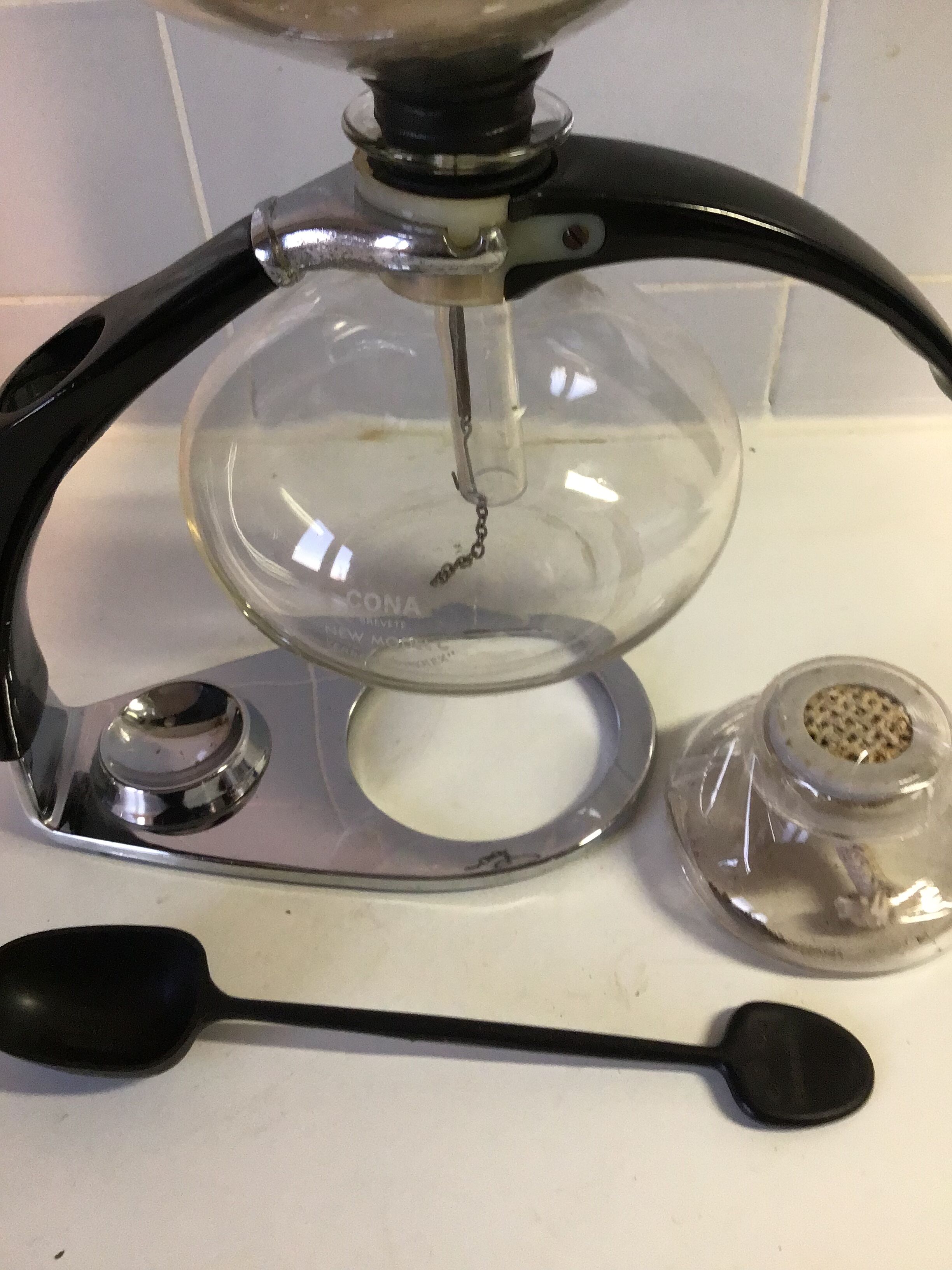 Cona coffee maker with depression model C 8 to 10 cups in perfect condition (chrome glass bakelite)