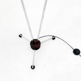 1970s chrome & wood floor lamp, restored , czechoslovakia