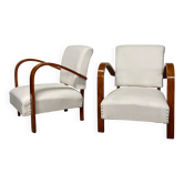 Pair of Art Deco Armchairs in Curved Wood, Italian Manufacture, 1930s - 1940s