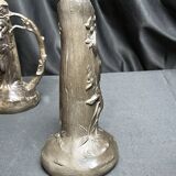Art Nouveau pair of pewter vases signed W. Hering circa 1900