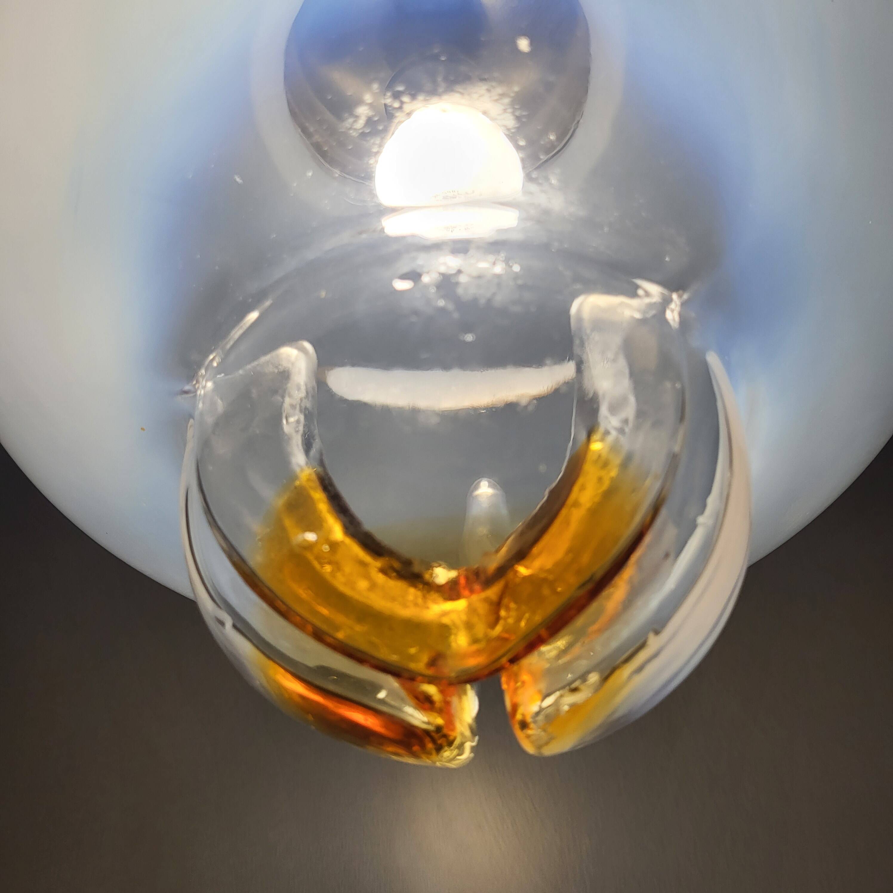Mazzega glass and chrome mushroom pendant light, Murano, 1960-70, space age