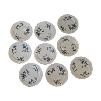 9 assiettes à dessert en porcelaine L.Bernardaud