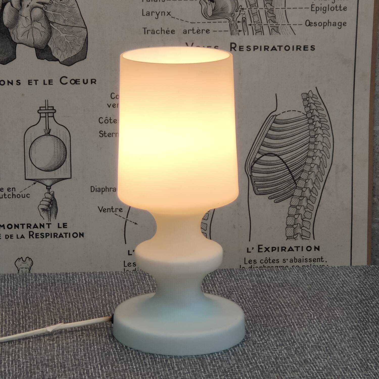 Ivan Jakes satin white opaline table lamp 1960