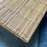 Vintage 50s rattan and bamboo dining table Audoux Minet La Roue Vallauris