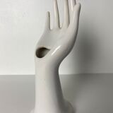 Hand vase in white earthenware