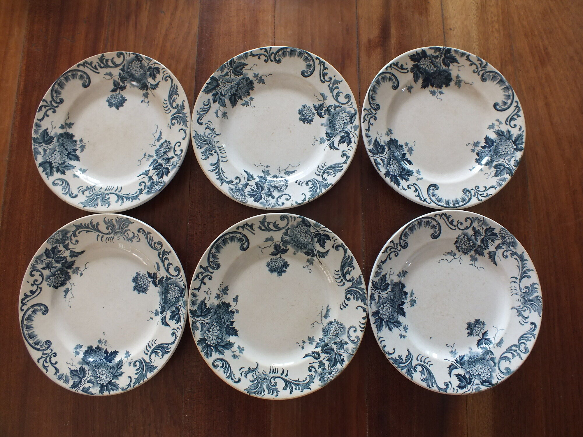 7 flat plates in Terre de Fer St Amand model Boule de Neige