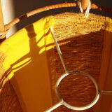 Louis Sognot, table lamp in bamboo and cotton from the 60s.