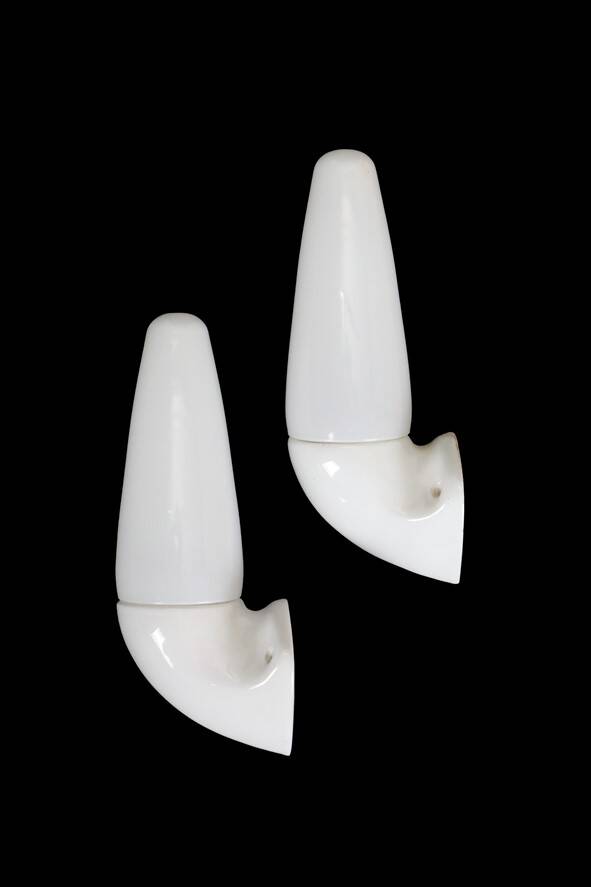 Set of 2 IFÖ “6035” / Stig Carlsson ceramic / glass / wall lamps / mid-century modern design